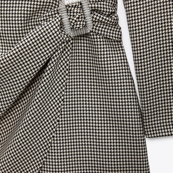 ZARA HOUNDSTOOTH BLAZER DRESS w/ Crystal buckle - Picture 6 of 9